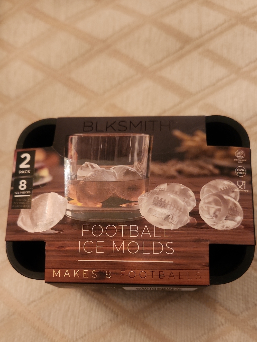 Football Silicone Ice Molds. NEW! Ice Cubes Molds. Makes 8 Footballs. BPA Free.